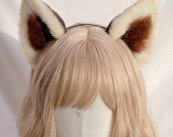 Diadema de orejas de panda rojo realistas hechas a mano, orejas de cosplay de ailuridae rojizas y esponjosas, equipo de teriado kemonomimi de Firefox de piel sintética, juego de dibujos animados