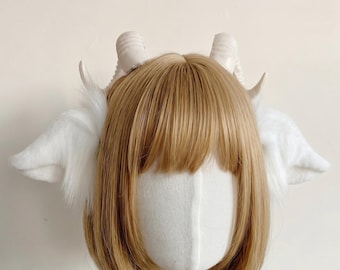 Handmade Realistic Little Goat Ears Headband, Soft Faux Fur Caprine Cosplay Ears, Realistic Kid Goat Kemonomimi Therian Gear; Cartoon