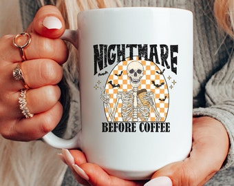 Retro Nightmare Before Coffee Mug, Halloween Mugs, Coffee Mugs, Boss Gift Mugs, Halloween Gift, Funny Halloween Gift, Gift for Her