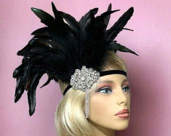 Great Gatsby Haarreif Flapper Haarband Kopfschmuck 1920er Jahre Stirnband 1920er Flapper Roaring 20er Jahre Schwarz Silber Diamanten