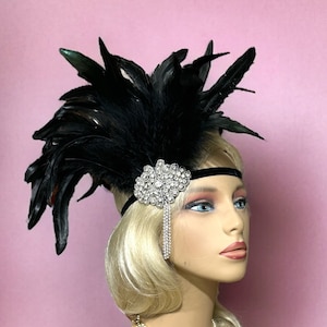 Great Gatsby Headband Flapper Headband Headpiece 1920s Headband 1920s Flapper Roaring 20s Headband Black Silver Diamonds