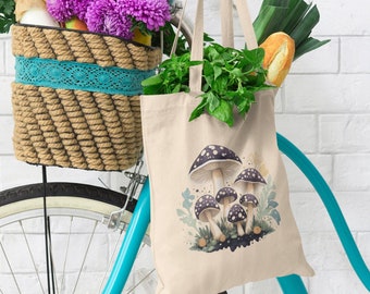 Mushroom Tote Bag Cute Watercolors Tote Bag Plant Tote Aesthetic Bag Market Bag Shopping Bag Canvas Tote Bag Shoulder Bag Cottagecore Gift