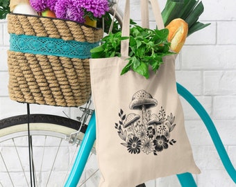 Mushroom Tote Bag Cute Mushrooms Tote Bag Plant Tote Aesthetic Bag Market Bag Shopping Bag Canvas Tote Bag Shoulder Bag Cottagecore Gift