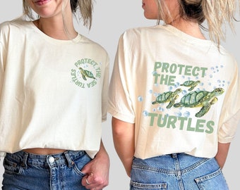 Protect The Turtles Tshirt | Ocean Beach Surf Shirt | Keep Our Sea Plastic Free | Respect The Locals Shirt | Marine Biologist | Turtle Lover