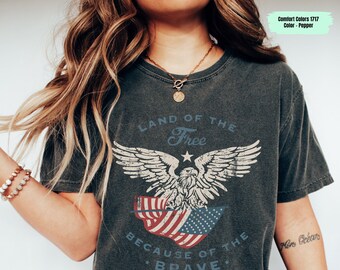 Land Of The Free Tshirt, Fourth Of July, 4th Of July Shirt, Retro America Shirt, Patriotic USA Gift, Flag Tee, Eagle Tee,Unisex Graphic Tee