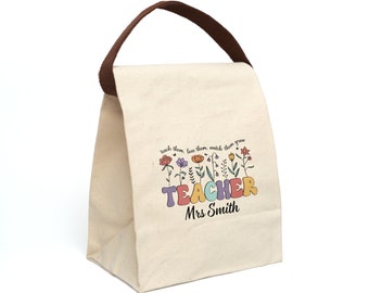 Personalized Teacher Cotton Canvas Lunch Bag Tote Bag Gift for Teachers Custom Teacher Appreciation Gift Bag Teacher Name Teacher Life Tote