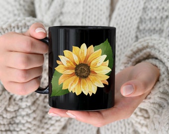 Sunflower Mug Watercolors Sunflower Sunflower Coffee Mug Sunflower Coffee Cup Gifts For Her Gifts 11oz