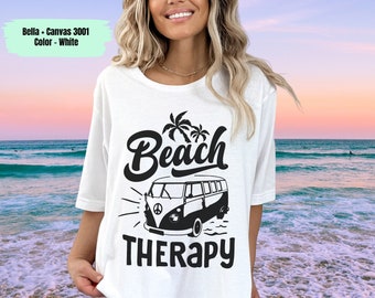 Beach Therapy Tee, BeachT-shirt, Vacation Shirt, Summer Graphic Tee, Boho Tee, Vintage Inspired Cotton T-shirt, Unisex Tee, Bella Canvas Tee