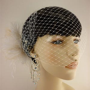 Fascinator, Wedding Headpiece, Bridal Fascinator, Ivory Fascinator, Bridal Headpiece, Bridal Hair Clip, Bridal Veil, Bandeau Veil image 5