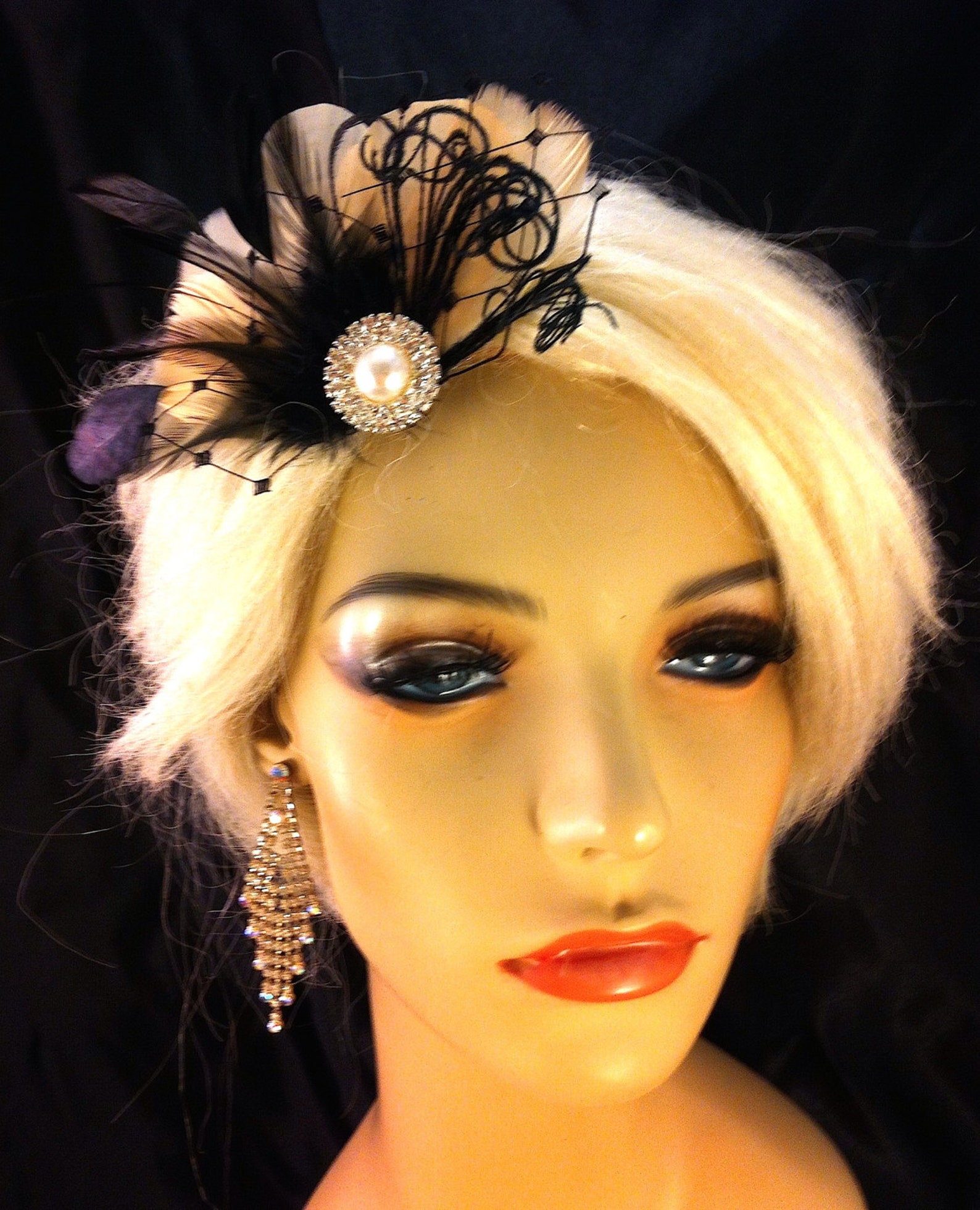 Champagne Feather Hair Clip Wedding Hair Clip Bridal Prom Etsy