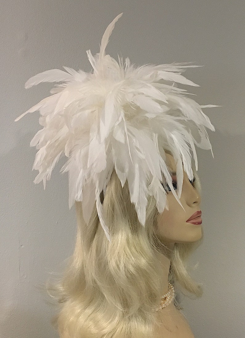 White Fascinator Diner En Blanc Headpiece Derby Hat White Wedding Veil Tea Party Hat All White Party Bridal Fascinator Headband