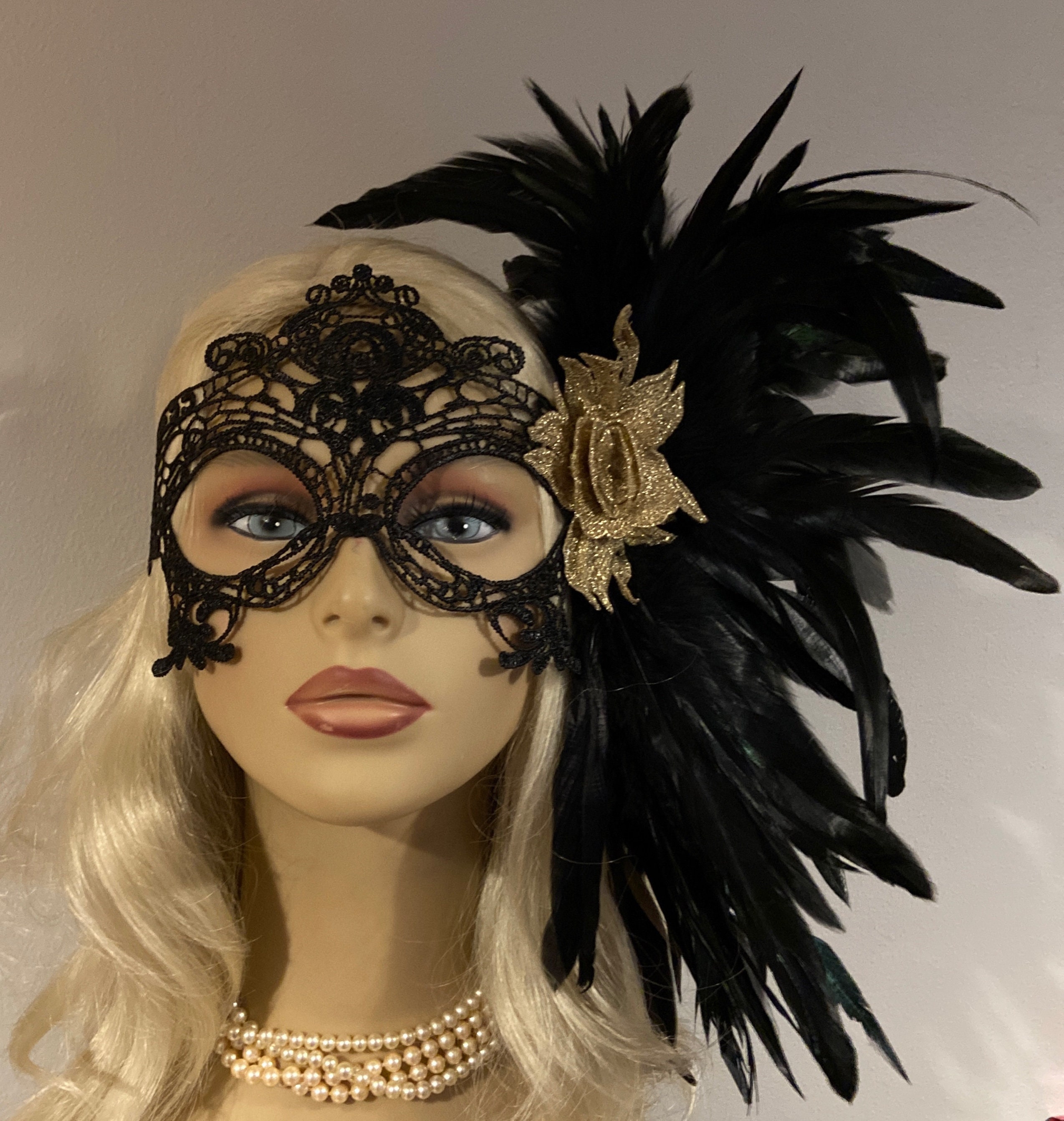 Black Venetian Lace Trim Masquerade Ball Eye Mask Fancy Dress P1353 