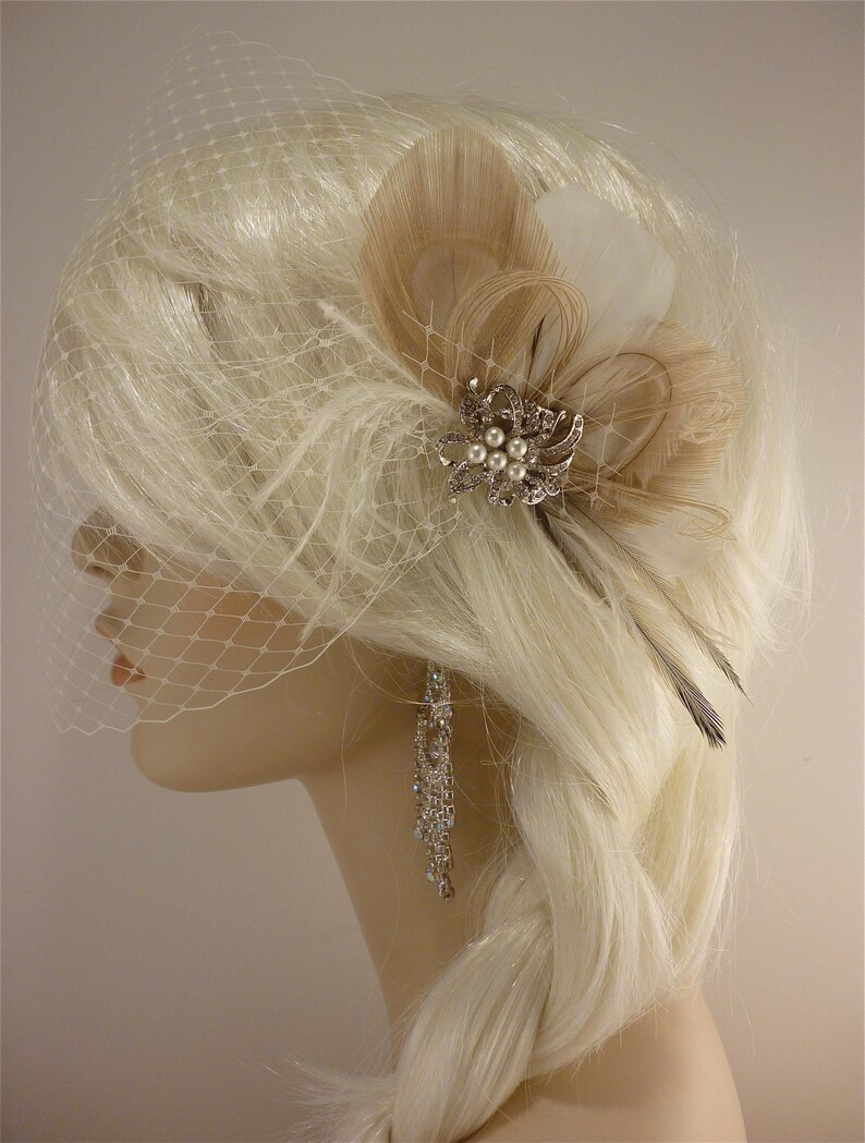 Bridal Fascinator Fascinator Pearls Bridal Accessory Veil Wedding Headpiece Bridal Hair Piece Bridal Headpiece Wedding Fascinator