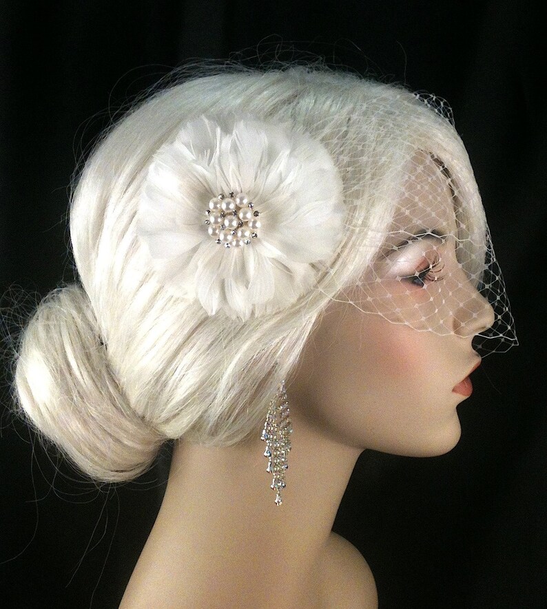 Bridal Hair Clip Bridal Veil and Bridal Clip Bandeau Etsy