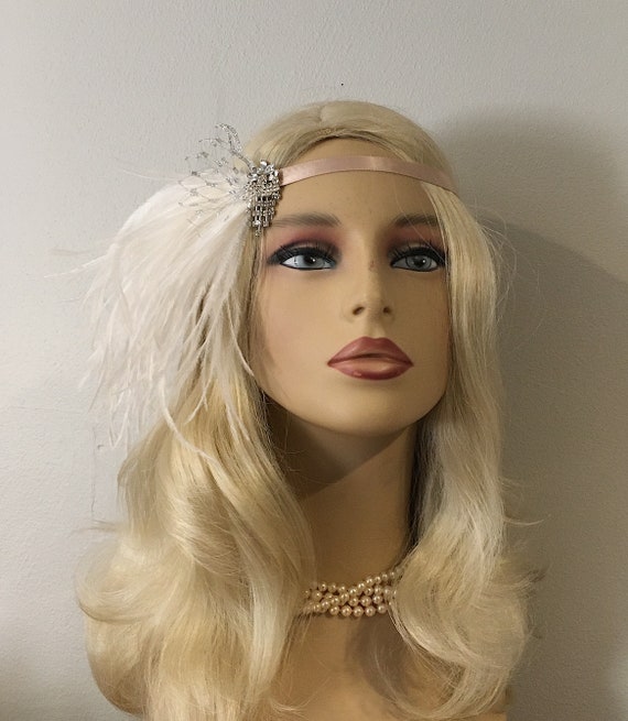 Ivory Champagne Flapper Headband Gatsby Headband 20s Flapper Etsy
