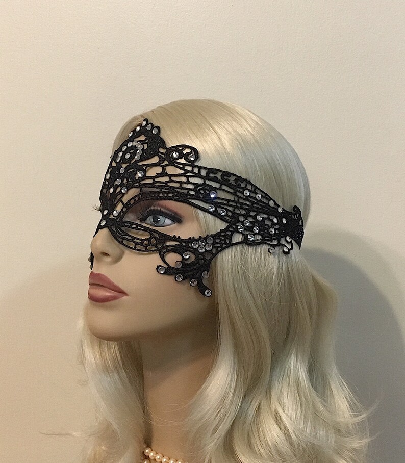 Crystal Lace Mask Masquerade Ball Mask Eyes Wide Shut Etsy