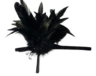 Great Gatsby Headband Flapper Headband Headpiece 1920s Headband 1920s Flapper Roaring 20s Headband Black Rhinestone