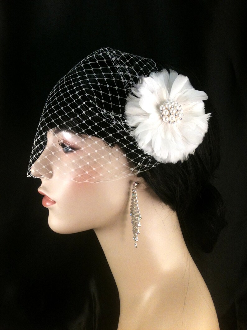 Bridal Hair Clip Bridal Veil and Bridal Clip Bandeau Etsy