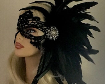 ETOFETE Maskerade Maske Mit Feder – Elegant Für Ball, Karneval & Halloween