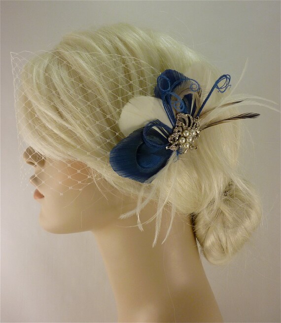 Royal Blue Peacock Hair Clip Bridal Headpiece Peacock Etsy