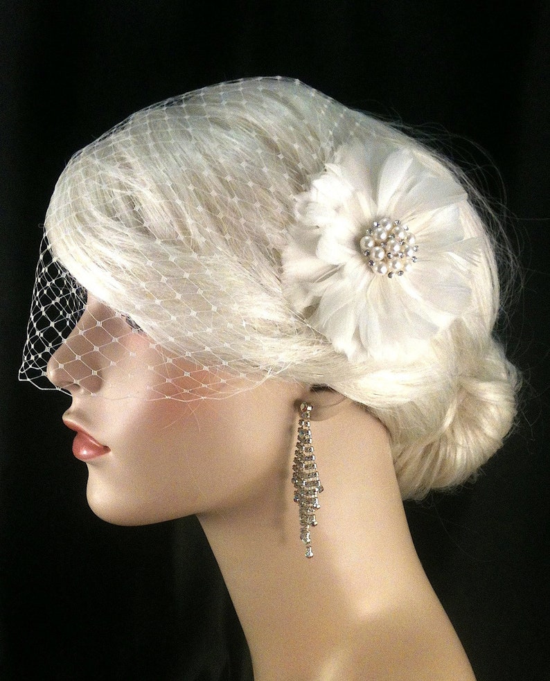 Bridal Hair Clip Bridal Veil and Bridal Clip Bandeau Etsy