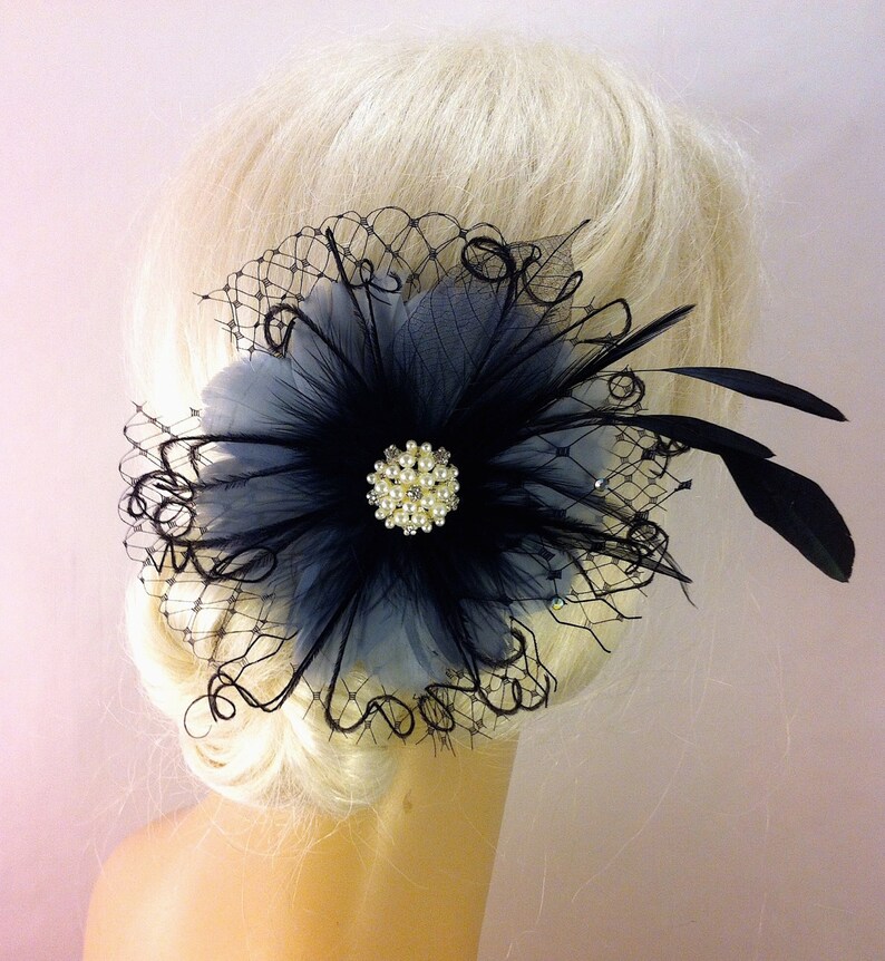Color Choice Bridal Hair Flower Bridal Fascinator Feather Hair Clip Wedding Hair Flower Bridal Headpiece 1920s Headpiece