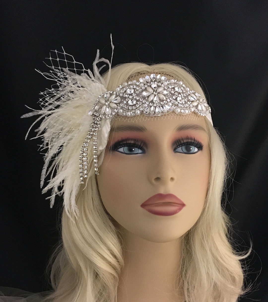 Great Gatsby Headband Flapper Headband Great Gatsby Headpiece Ivory