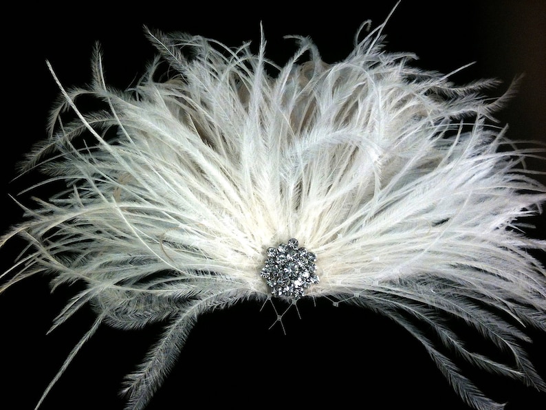 Great Gatsby Gatsby Wedding Bridal Veil Set Bridal Hair Clip Bridal Hair Accessories Feather Fascinator Feather Wedding Head Piece