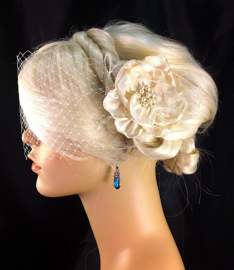 Handmade Champagne or Ivory Bridal Flower Fascinator with Etsy