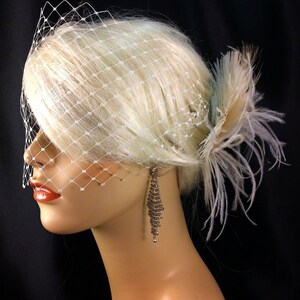 Wedding Hair Fascinator, Wedding Hair Accessories, Feather Hair Clip, Wedding Hair Clip, Bridal Fascinator, Wedding Hair, Ivory Fascinator image 4