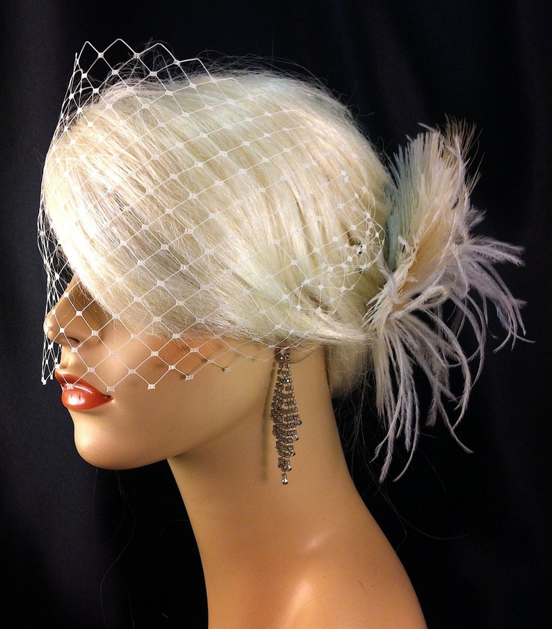Wedding Hair Fascinator, Wedding Hair Accessories, Feather Hair Clip, Wedding Hair Clip, Bridal Fascinator, Wedding Hair, Ivory Fascinator image 4