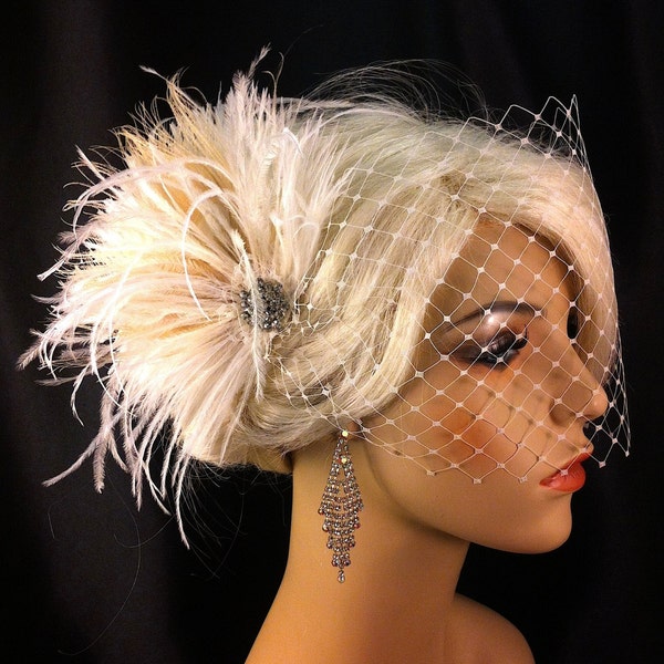 Wedding Hair Fascinator, Wedding Hair Accessories, Feather Hair Clip, Wedding Hair Clip, Bridal Fascinator, Wedding Hair, Ivory Fascinator