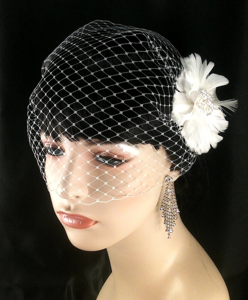 Bridal Hair Clip Bridal Veil and Bridal Clip Bandeau Etsy