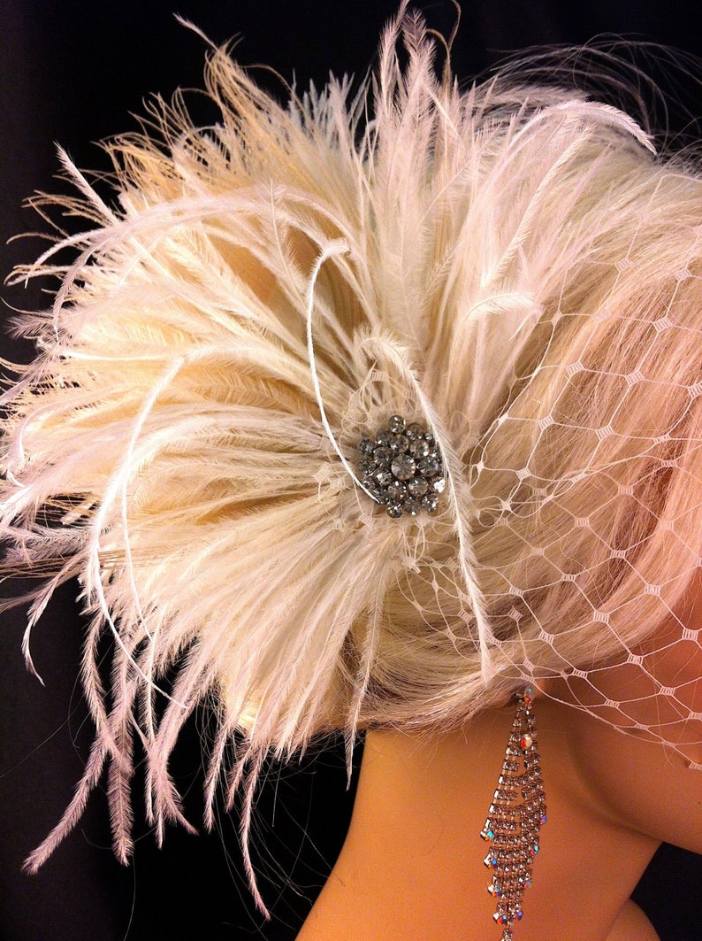 Wedding Hair Fascinator, Wedding Hair Accessories, Feather Hair Clip, Wedding Hair Clip, Bridal Fascinator, Wedding Hair, Ivory Fascinator image 3