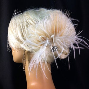 Wedding Hair Fascinator, Wedding Hair Accessories, Feather Hair Clip, Wedding Hair Clip, Bridal Fascinator, Wedding Hair, Ivory Fascinator image 5