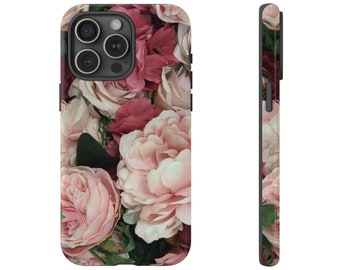 Roses Floral iPhone Tough Case Shabby Chic Witchy Victorian Ornamental Goth Floral iPhone 11 12 13 14 15 Pro Max Pro Mini Plus Glossy Matte