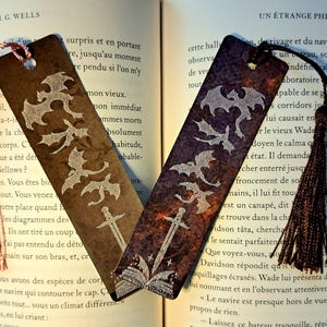 Engraved metal bookmark &quot;Books & Dragons&quot;, fantasy gift, reading