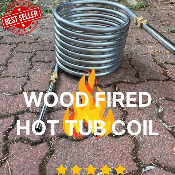 Wood Fired Hot Tub Heating Coil: 25ft Stainless Steel DIY Spa Heater
