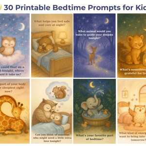 Gute-Nacht-Verbindung Deck - Druckbare Calm Down Prompts für Kleinkinder | Sanftes Kindererziehungs-Werkzeug | Karten zur emotionalen Entwicklung von Kindern