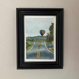 Pintura em aquarela, balão de ar quente, cartão postal, pintura original - SEM MOLDURA