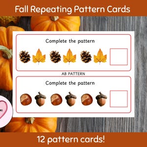 Fall Repeatable Patterns, busy book Printable Worksheets for Kids, Engaging Autumn Learning Activities