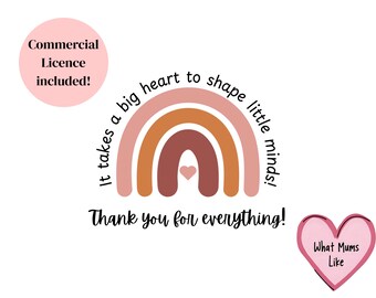 Teacher Appreciation Gift SVG: Rainbow Heart Design (Digital Download)