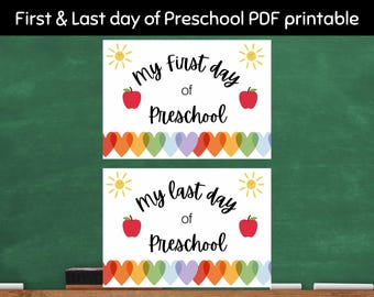 Preschool Photo Prop Sign: First and Last Day Keepsake (Printable Digital Download)