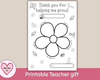 Teacher Gift Coloring Page | Thank You Flower Art (Digital Download)
