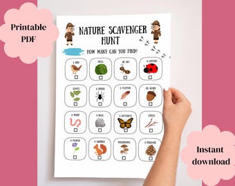 Nature Scavenger Hunt Printable: Outdoor Kids Activity (PDF Download A4 Size)