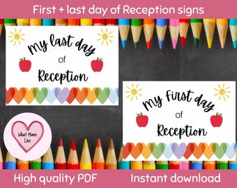 First & Last Day of Reception Sign: UK School Photo Prop (Digital Download)