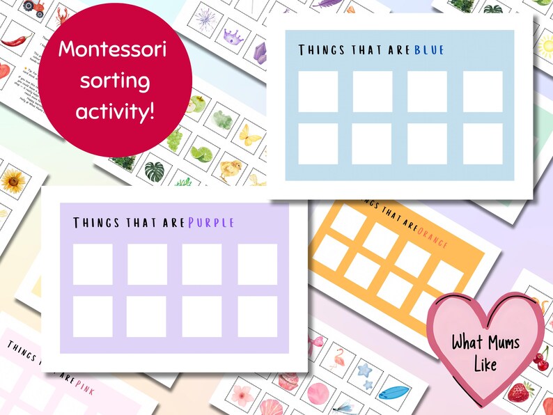 Sorting Help Text Montessori Color Sorting Game: Toddler Learning Activity (PDF Printable ...