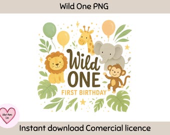 Wild One Birthday PNG: Jungle Animals Clipart for Party Decor