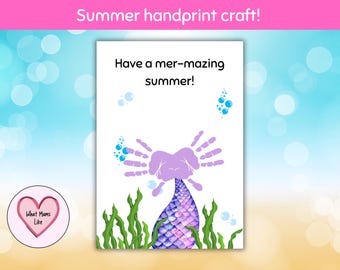 Mermaid Handprint Craft: Mermazing Summer Activity (PDF Printable Keepsake