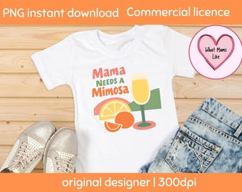 Mama Needs Mimosa PNG | Retro Art Deco Cocktail Clipart (Digital Download)
